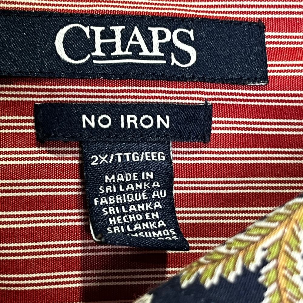 Chaps Hidden Button Floral Long Sleeve No Iron Shirt 2X - Picture 6 of 7